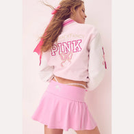 PINK x LoveShackFancy Reissued Boyfriend Varsity Jacket Varsity Jacket unisex detail view 2 | Dash Racegear — PINK x LoveShackFancy Reissued Boyfriend Jacket – Timeless Varsity Design