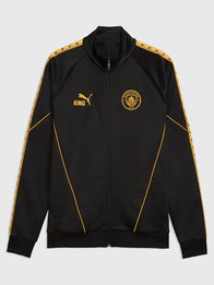Manchester City 2026/27 King Anthem Jacket Jacket unisex front product view | Dash Racegear — 2026/27 Unisex Manchester City Puma King Black Zip-Up Anthem Jacket featuring premium comfort and football-inspired everyday style.