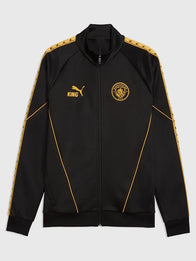 Manchester City 2026/27 King Anthem Jacket Jacket unisex front product view | Dash Racegear — 2026/27 Unisex Manchester City Puma King Black Zip-Up Anthem Jacket featuring premium comfort and football-inspired everyday style.