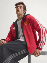 Adidas Manchester United Home Anthem Jacket Jacket unisex detail view 4 | Dash Racegear — Manchester United Adidas anthem jacket offers a bold red colorway with a refined athletic design and comfortable streetwear vibe.