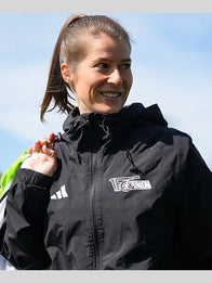 Marie-Louise Eta Union Berlin Training Jacket Jacket unisex detail view 3 | Dash Racegear — Marie-Louise Eta black hooded jacket, Union Berlin training style for sporty casual and sideline looks.