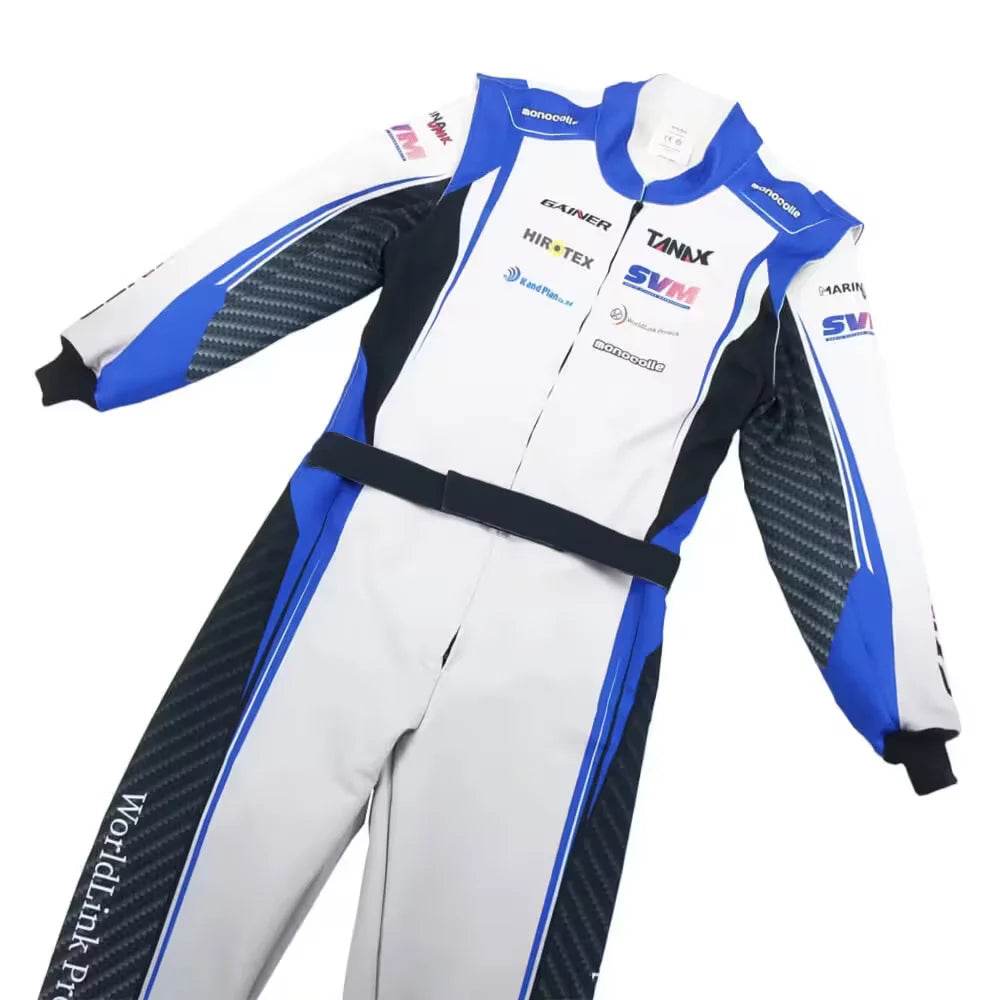 Marina Unik Carbon Blue Custom Kart Suits - Dash Racegear Store