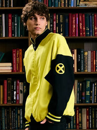 Hot Topic x Men Jacket Jacket unisex detail view 3 | Dash Racegear — Hot Topic Marvel X-Men Our Universe bomber jacket combining vibrant color-block styling with a relaxed fit.