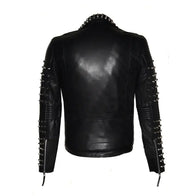 Dennis Black Studded Biker Leather Jacket Leather Jacket unisex detail view 2 | Dash Racegear — Black Studded Leather Jacket