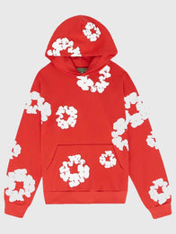 Red Denim Tears Hoodie Hoodie unisex front product view | Dash Racegear — Red Denim Tears Hoodie, unisex pullover fit, soft fleece and standout urban-inspired design.