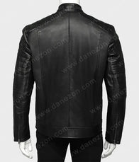 Black Johnson Men Leather Jacket Leather Jacket men detail view 4 | Dash Racegear — black leather jacket for men