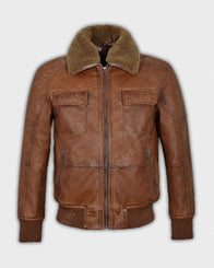 Mens AIR Force Aviator Brown Bomber Jacket Bomber Jacket men front product view | Dash Racegear — Mens AIR Force Brown Bomber Aviator Jacket