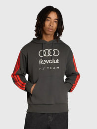 Audi F1 Adidas Hoodie Hoodie unisex front product view | Dash Racegear — Men’s Audi F1 adidas DNA Logo Hoodie – Black, premium streetwear-inspired hoodie for racing lovers who want comfort and style.