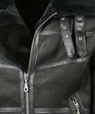 Aviator Mens B16 Shearling Jacket Jacket men detail view 3 | Dash Racegear — Mens Aviator Sheepskin B16 Black Leather Shearling Jacket