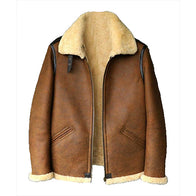 Mens Brown B3 Shearling Aviator Leather Jacket Leather Jacket men detail view 4 | Dash Racegear — Mens Aviator B3 Brown Shearling Leather Jacket