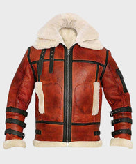 Mens Aviator B6 Sheepskin Leather Bomber Jacket Bomber Jacket men front product view | Dash Racegear — Mens Aviator B6 Sheepskin Waxed Leather Bomber Jacket