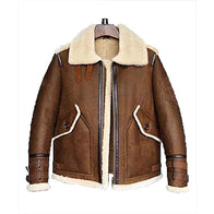 Mens Aviator Brown B3 Shearling Flight Leather Jacket Leather Jacket men detail view 4 | Dash Racegear — Mens Aviator Brown B3 Shearling Flight Jacket