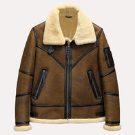 Mens Sheepskin B3 Shearling Leather Jacket Leather Jacket men front product view | Dash Racegear — B3 Shearling Jacket | Shearling B3 Jacket