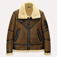 Mens Sheepskin B3 Shearling Leather Jacket Leather Jacket men front product view | Dash Racegear — B3 Shearling Jacket | Shearling B3 Jacket