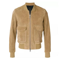 Mens Beige Suede Leather Jacket Leather Jacket men front product view | Dash Racegear — Mens Beige Suede Learther Jacket