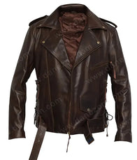 Mens Dark Brown Biker Leather Jacket Leather Jacket men detail view 2 | Dash Racegear — Mens Biker Dark Brown Leather Jacket | Mens Cafe Racer Leather Jacket