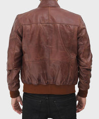 Mens Brown Biker Bomber Jacket Bomber Jacket men detail view 3 | Dash Racegear — Mens Bomber Brown Sheepskin Biker Jacket