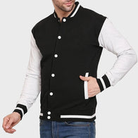 Mens Black And White Varsity Jacket Varsity Jacket unisex detail view 2 | Dash Racegear — Mens Black And White Varsity Jacket