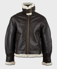 Mens Black Leather Aviator B3 Jacket Jacket men detail view 3 | Dash Racegear — Black B3 Mens Shearling Leather Jacket