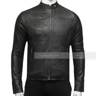 Mens Black Cafe Racer Biker Jacket Biker Jacket men front product view | Dash Racegear — Black Biker Cafe Racer Jacket Mens