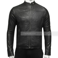 Mens Black Cafe Racer Biker Jacket Biker Jacket men front product view | Dash Racegear — Black Biker Cafe Racer Jacket Mens
