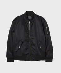 Mens Black Bomber Jacket Bomber Jacket men front product view | Dash Racegear — Mens Bomber Black Classic Jacket