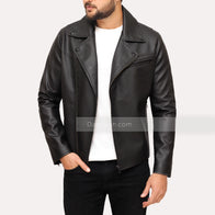 Jordan Classic Black Leather Jacket Leather Jacket unisex detail view 4 | Dash Racegear — Black Faux Motorcycle Leather Jacket Mens
