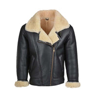 Mens Shearling Black Leather B3 Jacket Jacket men detail view 3 | Dash Racegear — Mens Black Leather B3 Shearling Jacket