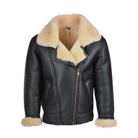 Mens Shearling Black Leather B3 Jacket Jacket men detail view 3 | Dash Racegear — Mens Black Leather B3 Shearling Jacket