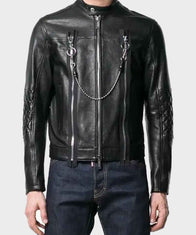 Mens Black Leather Cafe Racer Jacket Jacket men front product view | Dash Racegear — Mens Cafe Racer Black Biker Leather Jacket