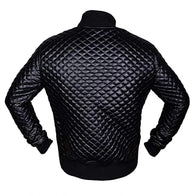 Mens Black Quilted Leather Jacket Leather Jacket men detail view 2 | Dash Racegear — Black Quilted Leather Jacket