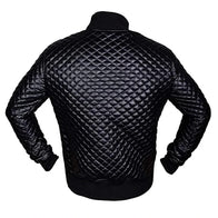 Mens Black Quilted Leather Jacket Leather Jacket men detail view 2 | Dash Racegear — Black Quilted Leather Jacket
