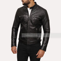 Mens Casual Black Leather Jacket Leather Jacket men detail view 3 | Dash Racegear — Black Leather Jacket Mens Casual Style