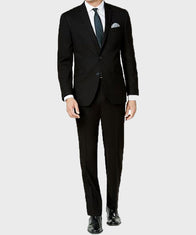 Mens Business Black Suit Fashion Apparel men front product view | Dash Racegear — Mens Black Two Buttons Suit
