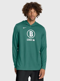 Boston Red Sox Nike City Connect Long Sleeve Hooded T-Shirt Shirt unisex front product view | Dash Racegear — Men’s Boston Red Sox Nike Green City Connect Dri-FIT Hooded T-Shirt, breathable and sporty, ideal for fans on the move.