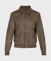 Mens Brown Aviator Bomber Jacket Bomber Jacket men front product view | Dash Racegear — Mens Brown Aviator Bomber Jacket