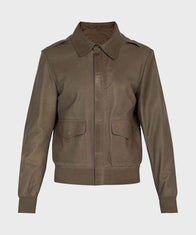 Mens Brown Aviator Bomber Jacket Bomber Jacket men front product view | Dash Racegear — Mens Brown Aviator Bomber Jacket