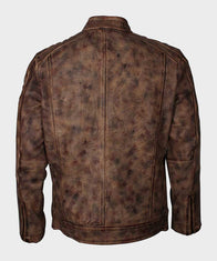 Mens Vintage Brown Waxed Cafe Racer Jacket Biker Jacket men detail view 3 | Dash Racegear — Vintage Brown Cafe Racer Biker Leather Jacket