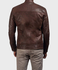Casual Brown Mens Leather Jacket Biker Jacket men detail view 3 | Dash Racegear — Casual Brown Leather Jacket for Mens