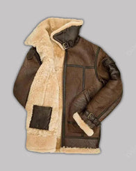 Mens B3 Aviator Leather Jacket Leather Jacket men detail view 3 | Dash Racegear — Brown Leather Shearling B3 Aviator Jacket