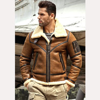 Mens Sheepskin B3 Shearling Leather Jacket Leather Jacket men detail view 2 | Dash Racegear — Mens b3 shearling aviator jacket