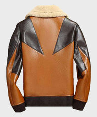 Mens Shearling Sheepskin Bomber Leather Jacket Leather Jacket men detail view 3 | Dash Racegear — B3 Shearling Brown Sheepskin Bomber Jacket