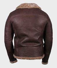 Mens Sheepskin Shearling Brown Jacket Jacket men detail view 2 | Dash Racegear — Mens Brown Leather Shearling Jacket