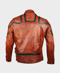 Mens Vintage Brown Biker Leather Jacket Biker Jacket men detail view 3 | Dash Racegear — Mens Biker Brown Vintage Jacket