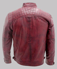 Men’s Burgundy Leather Jacket Biker Jacket men detail view 3 | Dash Racegear — Mens Café Racer Burgundy Leather Jacket