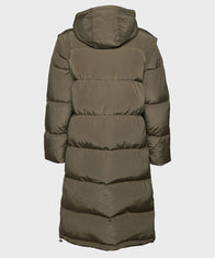 Mens Burnt Olive Long Coat Jacket men detail view 5 | Dash Racegear — Mens Winter Hooded Puffer Coat