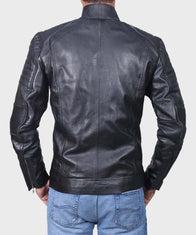 Mens Cafe Racer Black Classic Biker Jacket Biker Jacket men detail view 3 | Dash Racegear — Black Biker Mens Cafe Racer Leather Jacket