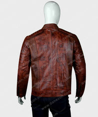 Mens Brown Cafe Racer Leather Jacket Biker Jacket men detail view 4 | Dash Racegear — Mens Cafe Racer Brown Biker Jacket