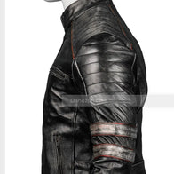 Mens Cafe Racer Retro Distressed Leather Jacket Biker Jacket men detail view 4 | Dash Racegear — Mens Black Retro Distressed Cafe Racer Jacket