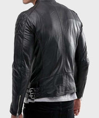 Mens Stylish Black Cafe Racer Jacket Jacket men detail view 2 | Dash Racegear — Mens Stylish Black Cafe Racer Leather Jacket